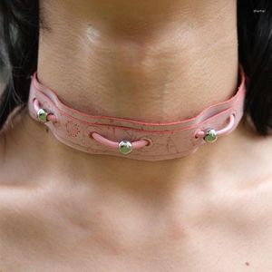 Gargantilla Collar Rosa Circón Natural Planta Flor Diseño De Cuerda Collar De Cuero Unisex Con Cordón Decoraciones Versátiles De Moda Simple