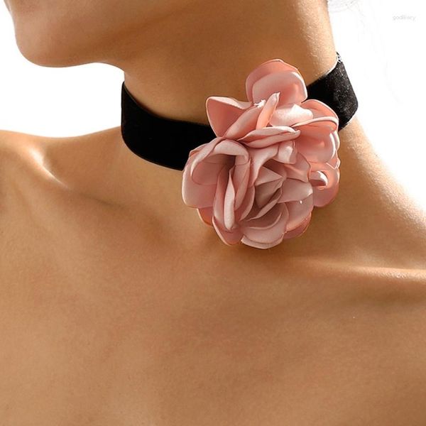 Gargantilla collar mujer Cravicle moda terciopelo-rosa flor cadena joyería regalos al por mayor