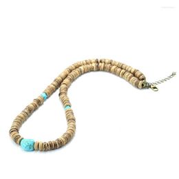 Ras du cou Noter hommes collier de perles de noix de coco Antique ethnique collier en bois naturel 19 pouces court pierre Colar accessoires de Camping en plein air Joias