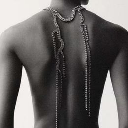Choker Refly Rhinestone Long Tassel Wave Back Chain Body Jewelry for Women Shiny Crystal Multi-Layers ketting bruiloft