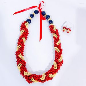 Choker Een Stuk Rode Koraal Bonen Ketting Mode Ceylon Zaden Accessoires Voor Vrouwen Sieraden Sets Hawaii Kukui Moer Leis