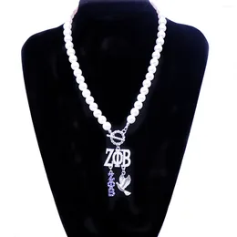 Collier ras du cou avec chaîne de perles, fermoir OT, communauté grecque pour femmes, bijoux de sororité Zeta Phi Beta, 1920