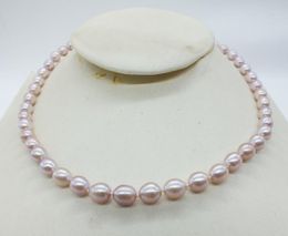 Collier de perles ras du cou 7-8MM, collier classique de grains de riz d'eau douce. Offrez le cadeau à votre femme 19"