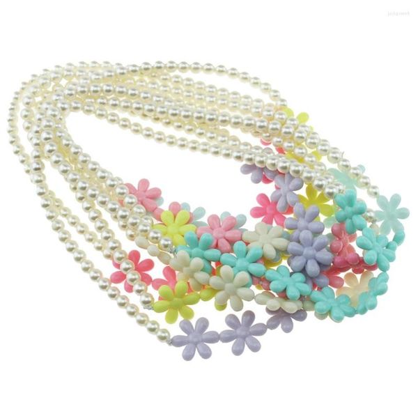 Collier ras du cou en perles couleur bonbon, fleur perlée, accessoire de Cosplay pour enfants, rose, bijoux multicolores de fête pour filles