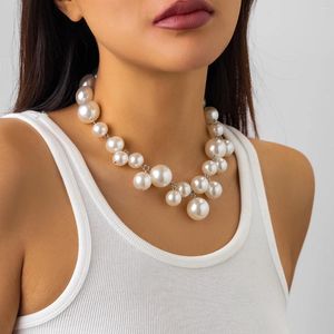 Collier ras du cou en perles pour femmes et mariées, Imitation ronde, à la mode, grand bijoux délicats de mariage