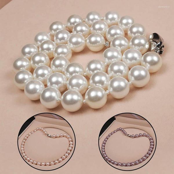 Colliers ras du cou en perles pour femmes, 8/10 Mm, chaîne simulée, bijoux de mariée, cadeaux pour mères