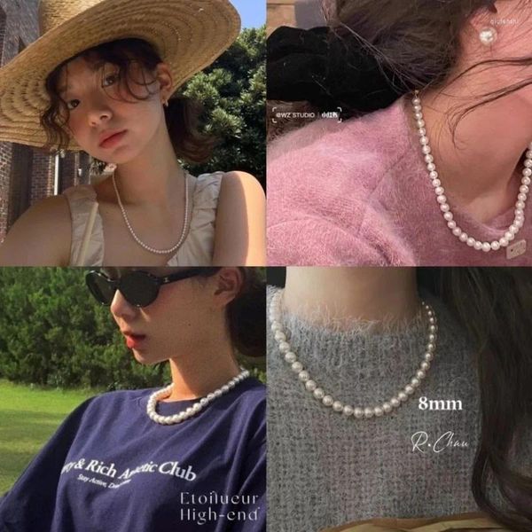 Collier ras du cou en perles à grosses particules, cercle parfait, chaîne de clavicule nouée personnalisée, légère, de luxe, haut sens
