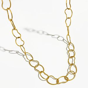 Gargantilla Peri'sbox Modern 18K Gold Pvd Plated Irregular Circle Link Chain Collar para mujer Cadenas hechas a mano Accesorios de joyería