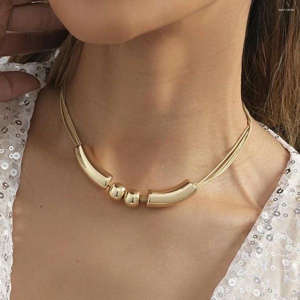 Gargantilla personalizada de moda con textura dorada, collar Retro para mujer, regalo de fiesta de cumpleaños para mujer, joyería al por mayor, venta directa