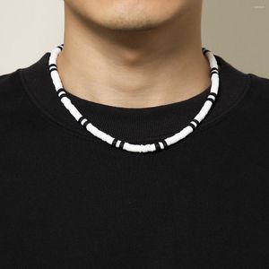 Ras du cou polymère argile collier court hommes mode Simple blanc et noir collier 2023 bijoux accessoires mâle cadeau