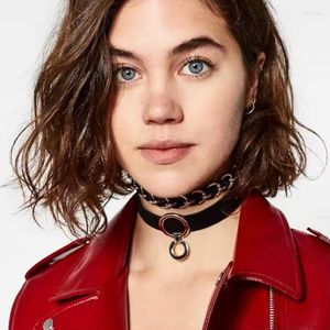 Choker PU Leather Tie Chain Necklace For Women Trendy Géométrique