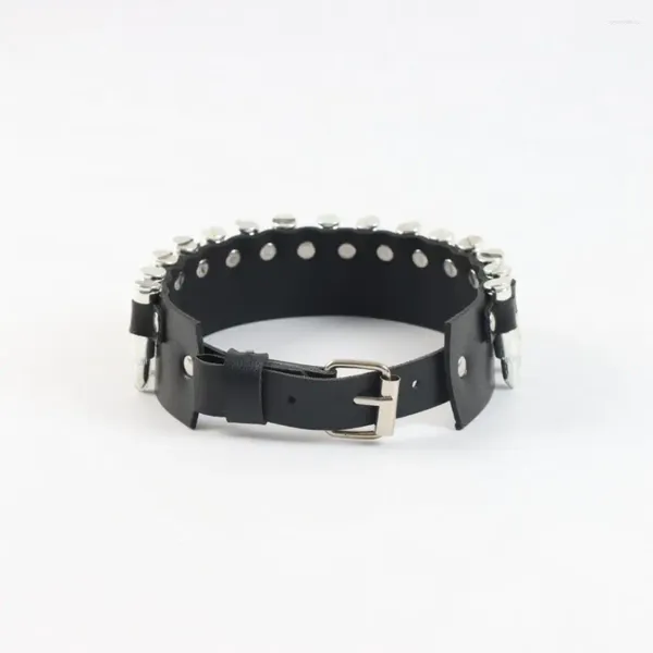 Gargantilla Collar Punk Collar De Cuero Sintético Remache Llamativo Para Mujeres Hombres Encanto De Roca