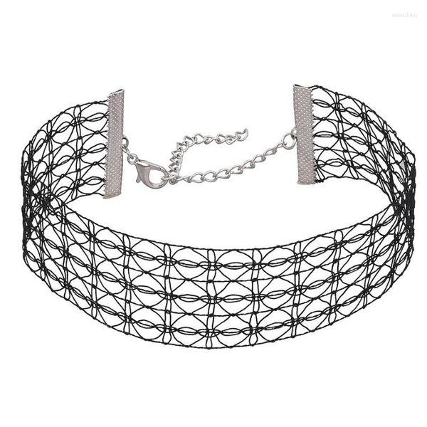 Choker Punk Bijoux Creux Dentelle Colliers Collares Noir À La Main Fleur Collier Sautoirs Kolye Court Tour De Cou Pour Les Femmes