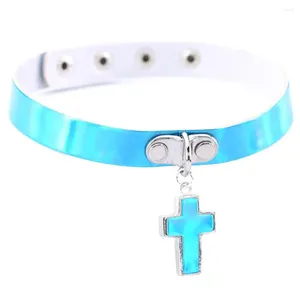 Choker Punk Laser Leer Dames Benen En Nek Pols Multifunctionele Kleding Funky Cross Chockers Ketting Groothandel