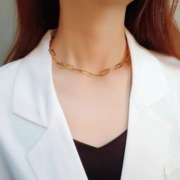 Choker Punk Paperclip Sleutelbeen Verklaring Ketting Goud Zilver Kleur Rvs Halsketting Voor Vrouwen Sieraden Chocker 2024