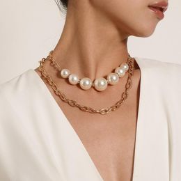 Ras du cou Punk strass perles perlées chaînes épaisses colliers pour femmes mode Vintage collier pendentif 18K bijoux en or