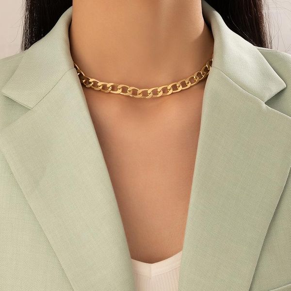 Collar de cadena de suéter punk de gargantilla para mujeres Gold aleación de metal metálico accesorios de joyería ajustable collar 16584