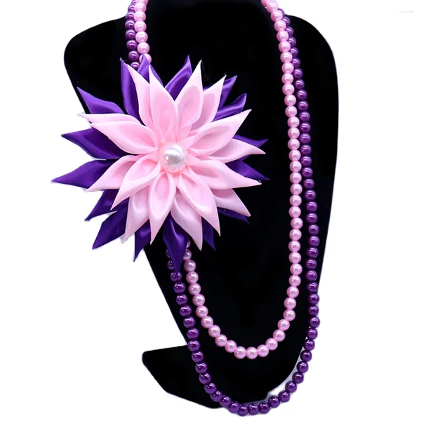 Collier ras du cou violet rose, chaîne de perles, collège, groupe Social pour femmes, Kap Epsilon Psi, fleur Soror, personnalisé