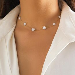 Choker PuRui Eenvoudige Platte Ronde Imitatie Parel Vrouwen Ketting Sieraden Op De Hals Kpop Kraag Dames Bruiloft Geschenken 2023