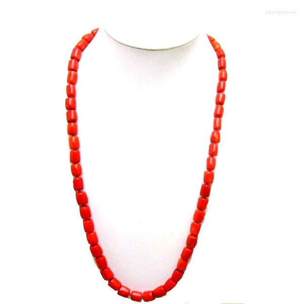 Qingmos – collier ras du cou en corail rouge naturel pour femmes, tranche épaisse de 7 à 8mm, avec de véritables ras de cou, bijoux fins de 27 pouces de Long, 5845