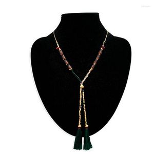Choker R052 Fashion Golden Chain Crystal Beads Tassel Long Necklace Women Nacklace Hoge kwaliteit nikkel gratis