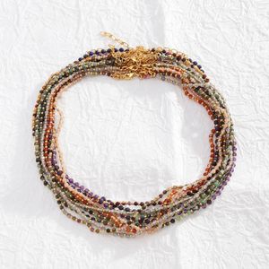 Gargantilla Collares de cuentas de piedras naturales semipreciosas con cuentas chapadas en oro real para mujeres