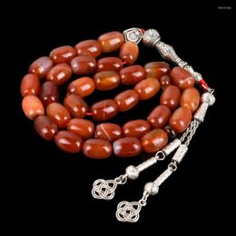 Collier ras du cou en Agate rouge, chaîne nouée, bijoux Mala Gfit 33 cornaline, chapelet islamique Tasbih, perles musulmanes