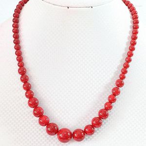 Choker rood kunstmatig koraal 6-14 mm ronde kralen diy toren ketting ketting voor vrouwen mode chokers sieraden 18inch b666