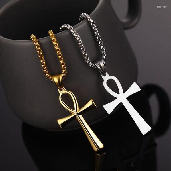 Tour de cou Religion égyptienne Ankh Crucifix colliers pendentifs acier inoxydable symbole de vie unisexe croix bijoux cadeaux