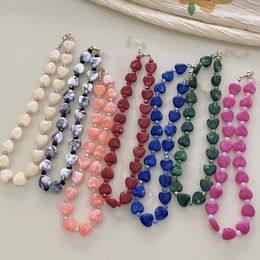 Halsharz Harz Herz Perlen Kragen Halskette Halsketten Halsketten Perlen handherstellung Schmuck für Frauen Mädchen