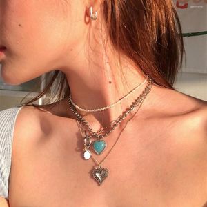 Tour de cou Reteo personnalité titane acier coloré pierre naturelle collier de perles à la main pour les femmes irrégulière perle bijoux de mode