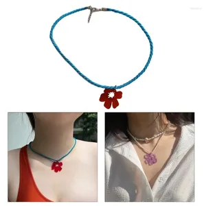 Choker retro gevlochten nylon touwbloem ketting vrouwelijke hiphop koude wind lange trui sluier sleur ketting nek druppel