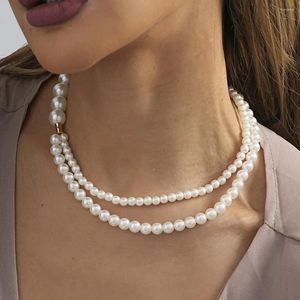 Choker Retro Creative Imitation Pearl Pendant Collier à double couche pour femmes Léger Luxury Birthday Party Gift Ornement Wholesale