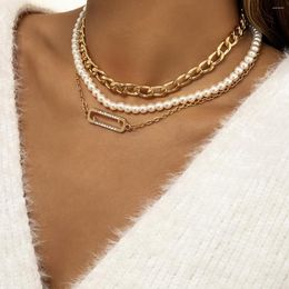 Choker retro eenvoudige imitatie parel kralen ketting set meisje boho mode persoonlijkheid creatieve dikke kettingen zoete sieraden