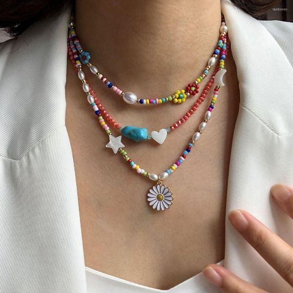 Gargantilla con cuentas de arroz, collar bohemio con vidrieras, delicado y encantador abalorio ovalado, joyería hecha a mano, regalo para niña