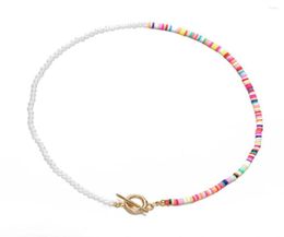 Gargantilla RKR para mujer, cuentas coloridas al azar, empalme, cadenas de perlas acrílicas, collares de palanca de Color dorado, joyería de moda 2022 6161366