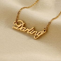 Choker Romantisch Darling Letter RVS Ketting Verklaring No Fade Luxur Gouden Metalen Ketting Hanger Naamplaatje Cadeau voor vrouwen