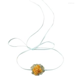 Tour de cou romantique gothique grande Rose fleur clavicule chaîne collier réglable à lacets colliers Y2K bijoux accessoires