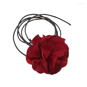 Collier ras du cou gothique romantique avec Rose noire pour femmes, élégant, fleur blanche et rouge, réglable, bijoux de fête de mariage, vente en gros
