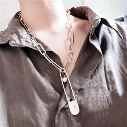 Choker Rongho Punk Metal Pins For Women Bamboo Chain Hanger Ketting Vintage Pin Doodsieraden