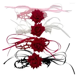 Collier ras du cou en forme de fleur de Rose, chaîne de cou en épine, bijoux de tempérament, clavicule