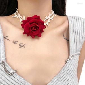 Choker roze bloem ketting doorn nek ketting temperament nekband 124a