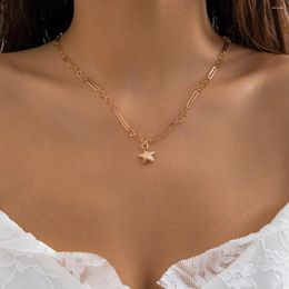 Salircon – collier ras du cou créatif en forme d'étoile ajourée, pendentif en métal coréen, tendance, bijoux de Couple, cadeau pour femmes