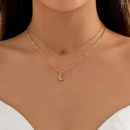 Choker Salircon Koreaanse romantische maan hanger metalen korte kraag ketting vrouwen mode dubbele laag charme trend sieraden