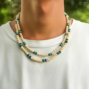 Salircon – collier ras du cou tendance créatif, chaîne de perles en bois Beige, décontracté, fait à la main, clavicule, bijoux de fête, cadeau pour hommes