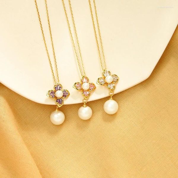 Gargantilla Satement perla de imitación colgante Neklace diseño de cadena corta joyería romántica de lujo para mujeres hecha a mano