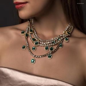 Ras du cou brillant strass multicouche chaîne collier bijoux pour femmes fête spectacle robe de soirée déclaration de dames