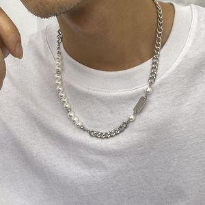 Ras du cou couleur argent grosse chaîne cubaine pour hommes perle collier Cool Hip Hop cou chaînes mâle collier bijoux amitié cadeau