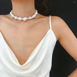 Ras du cou Simple Baroque forme irrégulière collier de perles élégant mariée mariage charme femmes fête dîner bijoux cadeau de noël