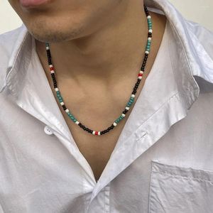 Collier ras du cou Simple en perles colorées, style Boho, chaîne de pull de plage, clavicule pour femmes et hommes, Style coréen